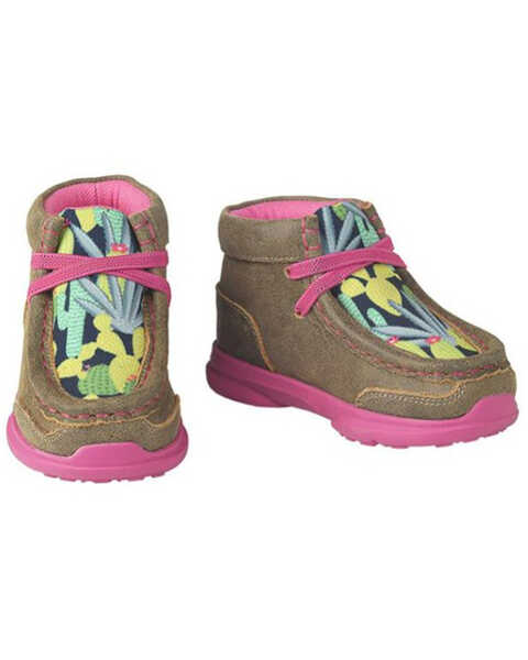 Image #1 - Ariat Toddler-Girls' Lil Stomper Rosewell Cactus Print Lace-Up Chukka Shoes, Tan, hi-res