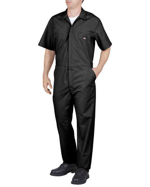 Image #1 - Dickies Short Sleeve Work Coveralls - Big & Tall, Black, hi-res