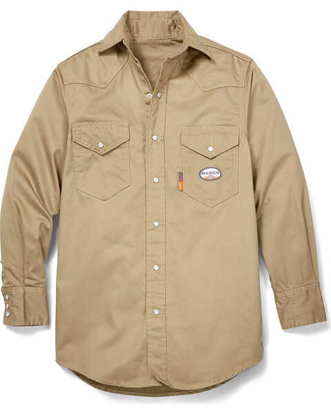 Rasco Men's FR Lightweight Twill Work Shirt , Beige/khaki, hi-res