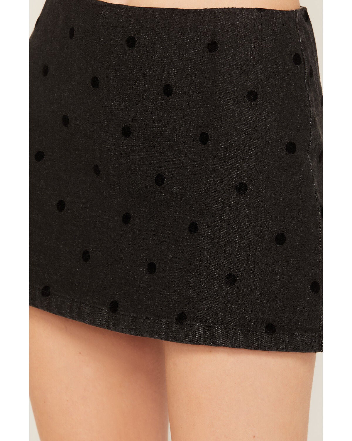 Image #2 - Cleo + Wolf Women's Polka Dot Denim Mini Skort, Black, hi-res