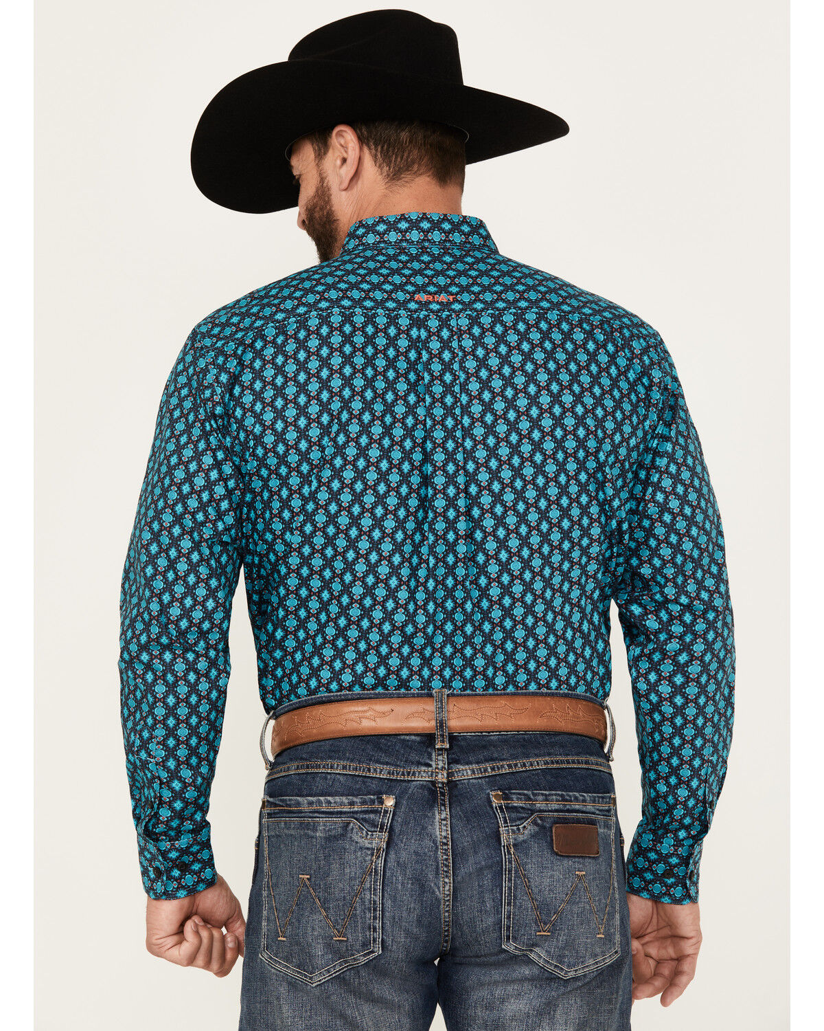 Image #4 - Ariat Men's Team Case Print Long Sleeve Button-Down Western Shirt, Turquoise, hi-res
