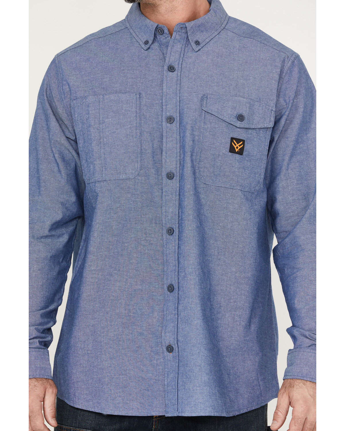 Image #3 - Hawx Men's Chambray Sun Protection Long Sleeve Button-Down Western Shirt - Tall, Blue, hi-res
