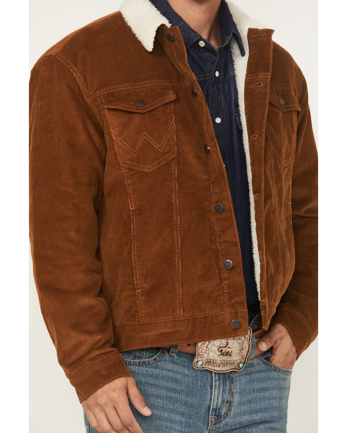 Image #3 - Wrangler Men's Corduroy Sherpa Lined Trucker Jacket, , hi-res