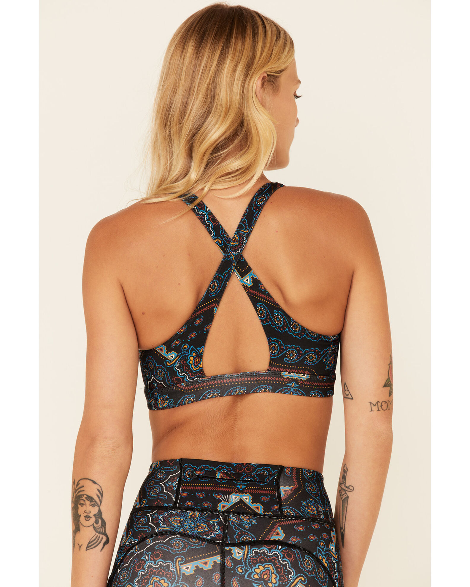 Image #4 - Shyanne Women's Paisley Print Riding Sports Bra, Navy, hi-res