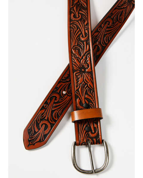 Image #2 - Cody James Men's Tan Floral Tooled Belt, , hi-res