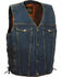 Image #1 - Milwaukee Leather Men's Side Lace Denim Vest with Chest Pockets - Big - 5X, Blue, hi-res