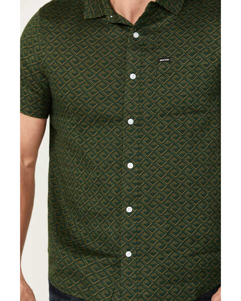Image #3 - Brixton Men's Charter Tile Short Sleeve Button-Down Stretch Shirt , Dark Green, hi-res