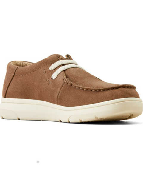 Image #1 - Ariat Boys' Suede Hilo Casual Shoes - Moc Toe , Brown, hi-res