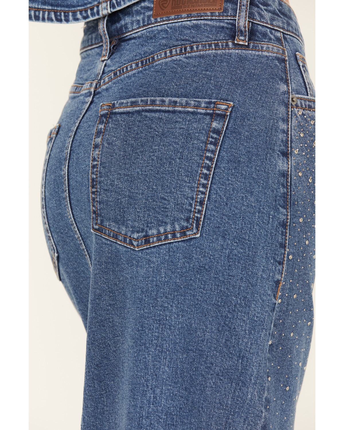 Image #4 - Rock & Roll Denim Women's Medium Wash Rhinestone Studded Maxi Skirt, Medium Wash, hi-res