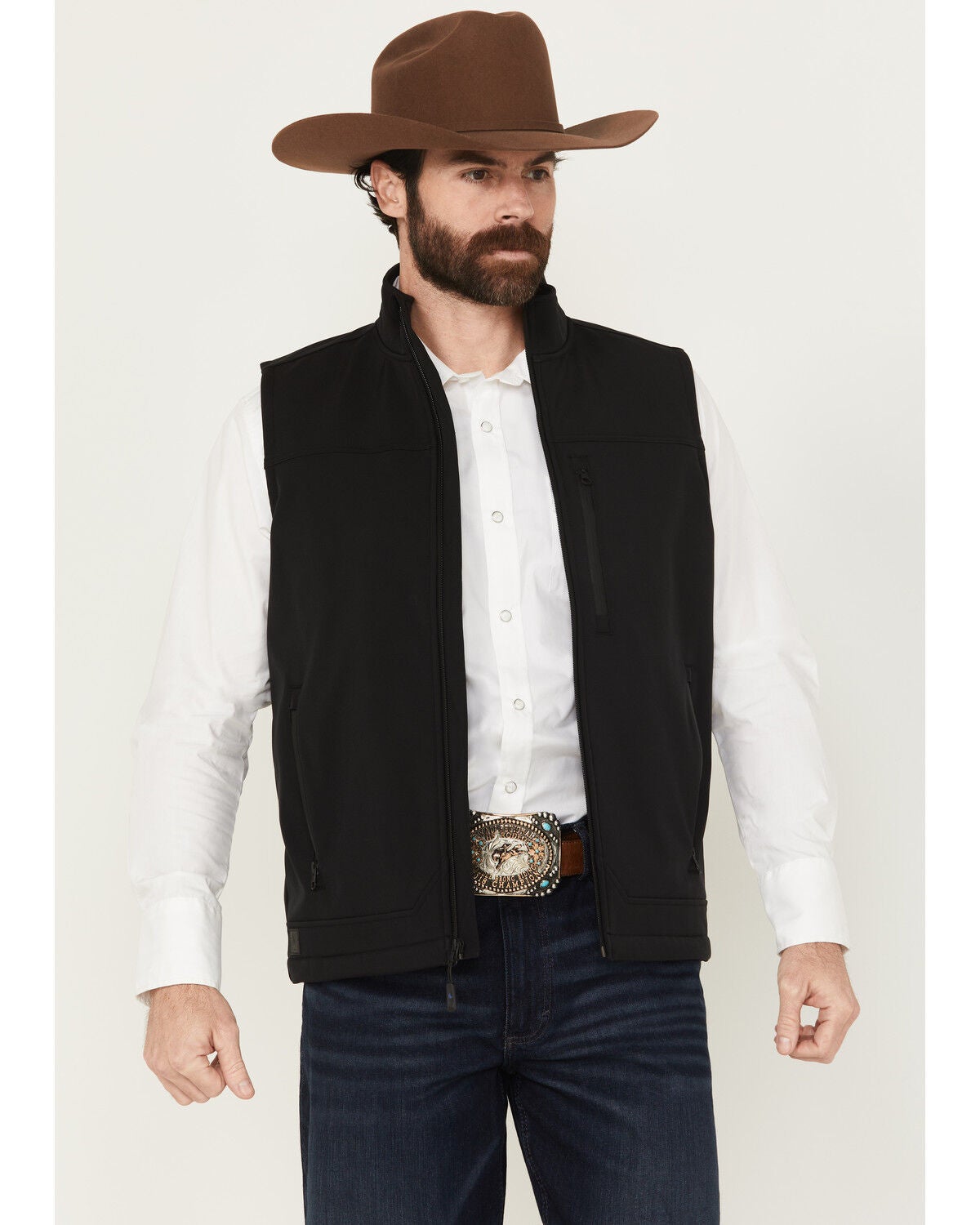 Cody James Men's Estacado Concealed Carry Softshell Vest, Black, hi-res