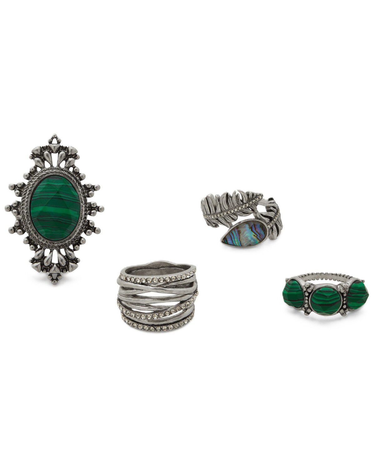 Lainey Wilson Women's Multi Ring Set - 4 Piece, Silver, hi-res