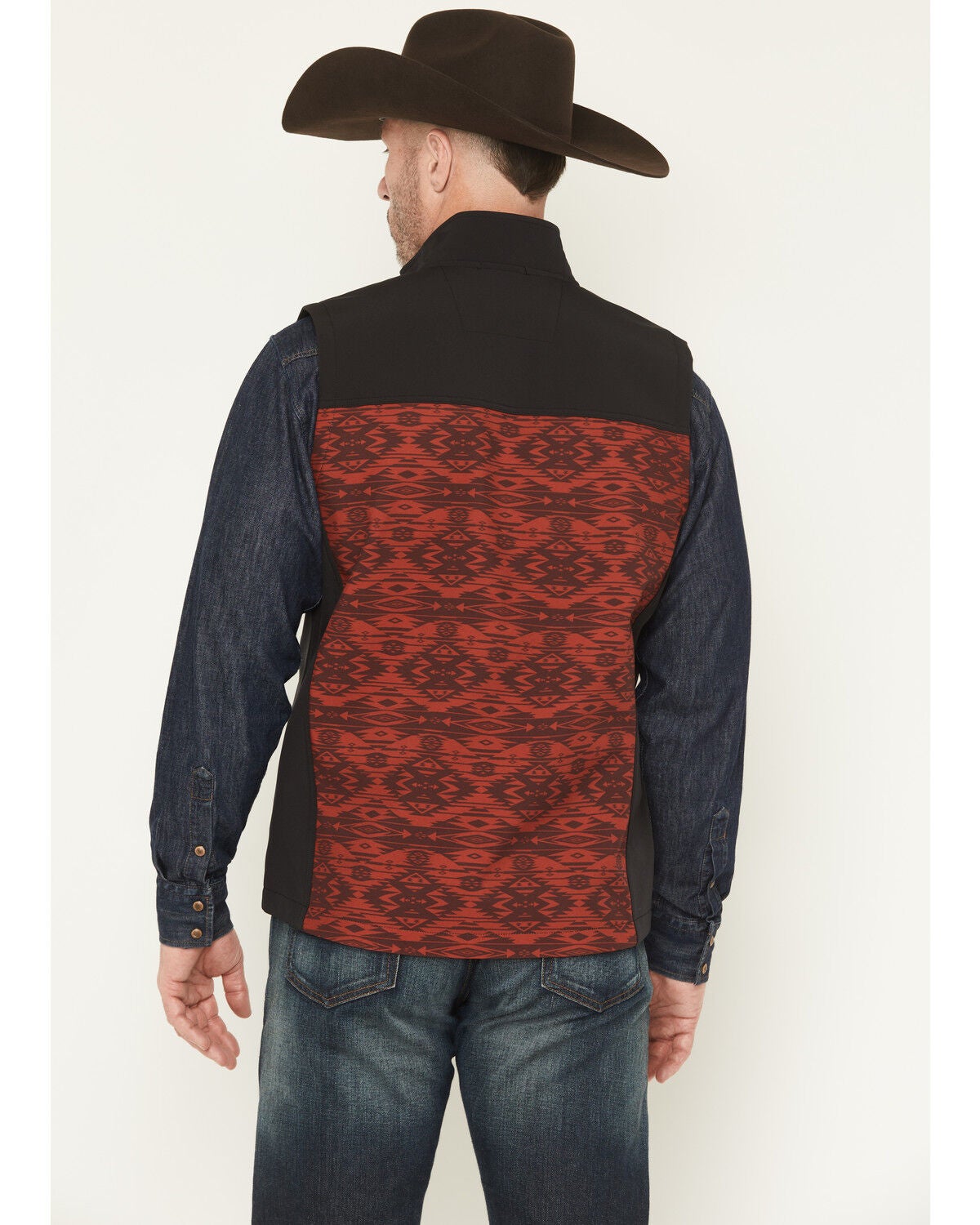 Image #4 - RANK 45&reg; Men's Color Block Southwestern Print Softshell Vest, Maroon, hi-res