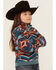 Image #2 - Rock & Roll Denim Girls' Southwestern Print Sherpa Pullover , Blue, hi-res