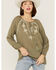 Image #1 - Miss Me Women's Olive Embroidered Southwestern Tassel Top, Olive, hi-res