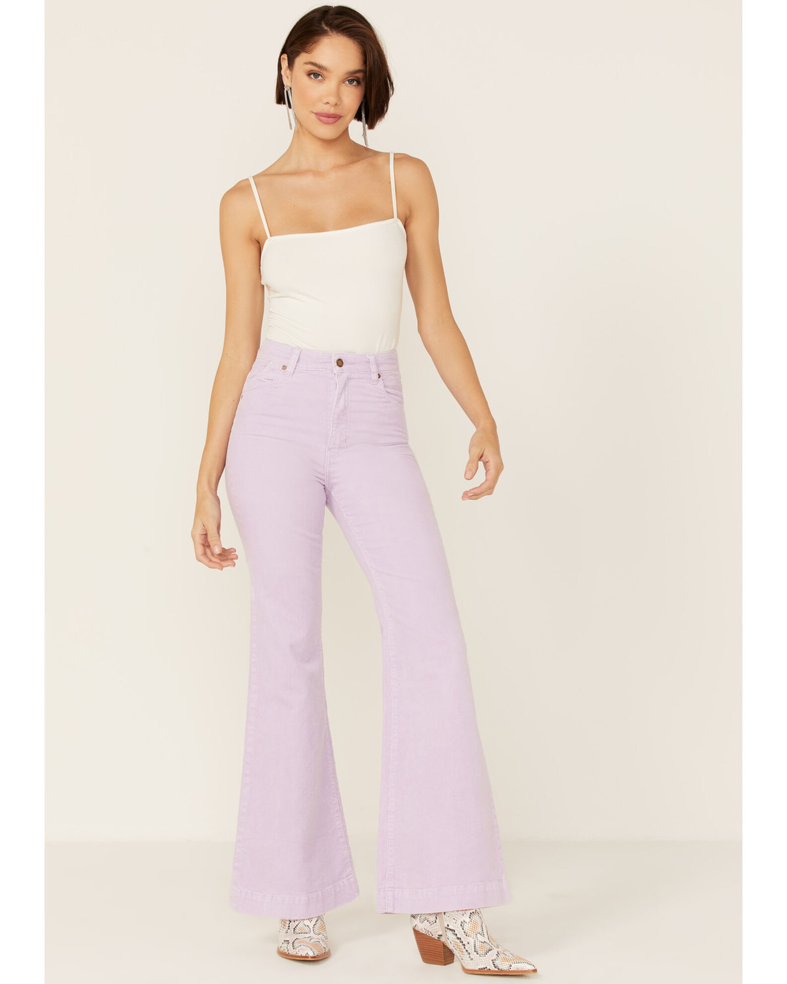 Image #1 - Rolla Women's Corduroy Eastcoast Flare Jeans, Lavender, hi-res