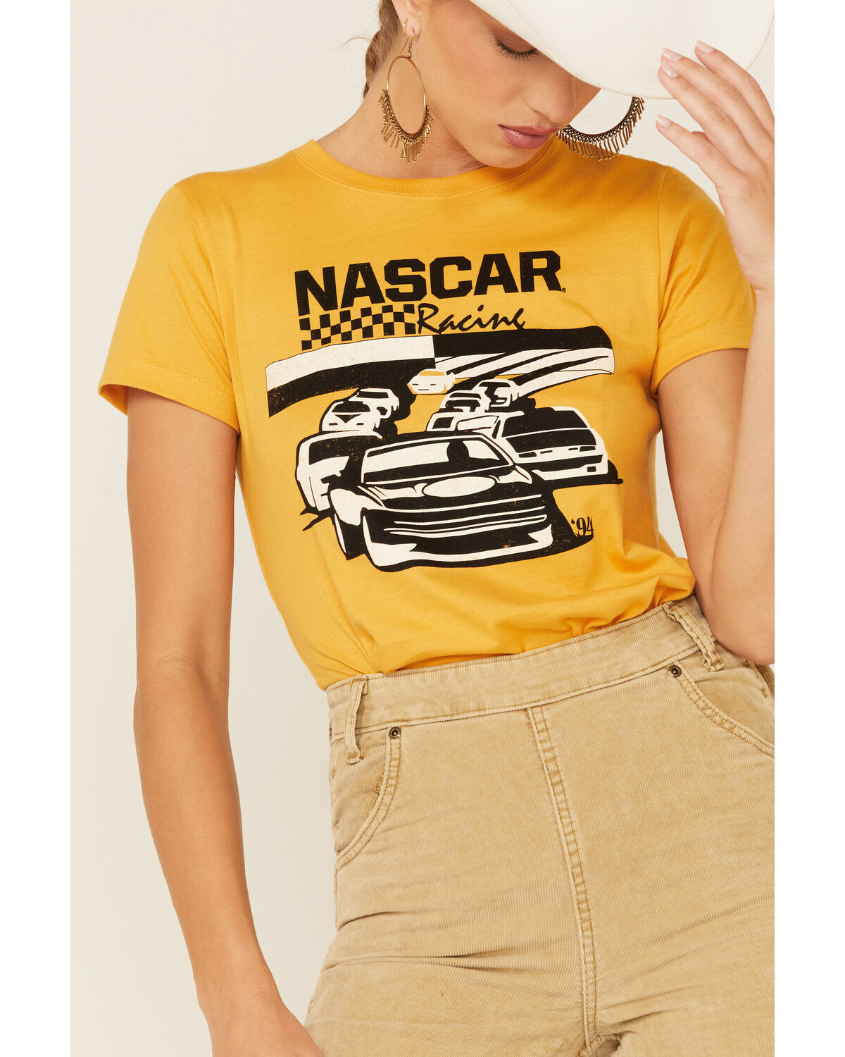 Image #3 - Issac Morris Women's Nascar Racing Graphic Short Sleeve Tee, Mustard, hi-res