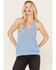Cleo + Wolf Women's V-Neck Flared Sweater Tank, Medium Blue, hi-res
