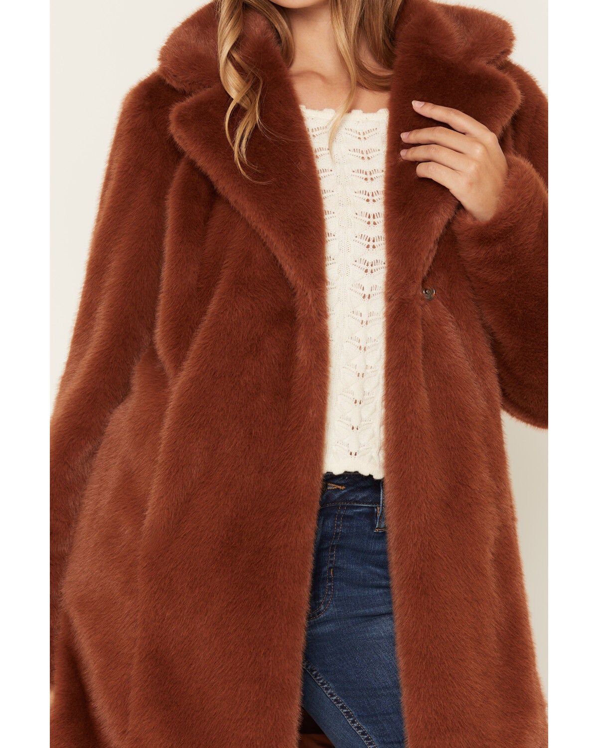 Image #3 - Shyanne Women's Elowen Faux Fur Snap Coat, Brown, hi-res