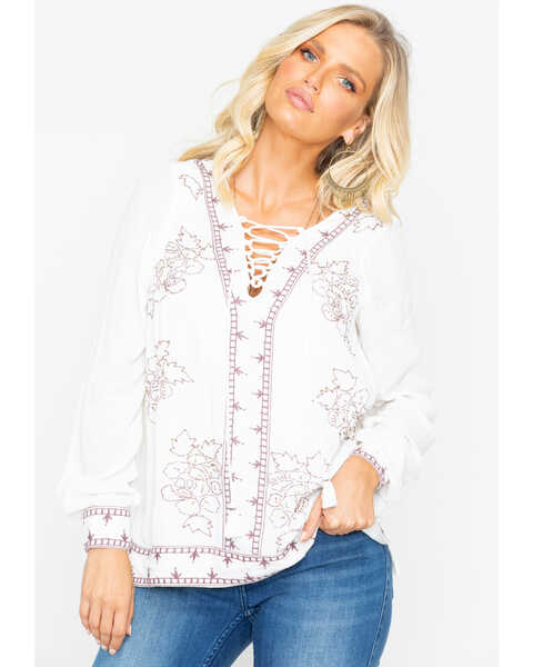 Image #3 - Idyllwind Women's Homegrown Lace-Up Tunic Top, Ivory, hi-res