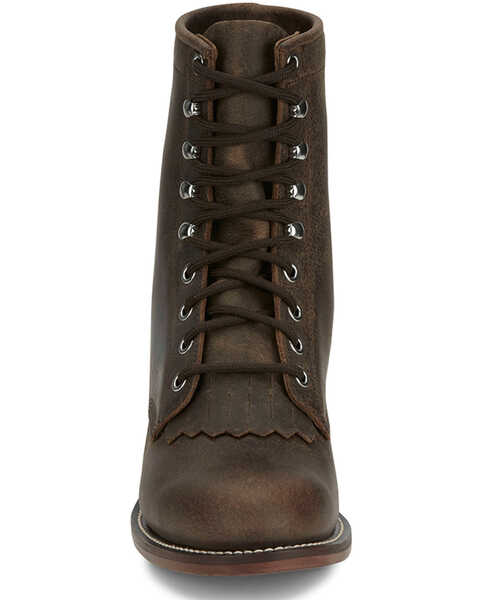 Image #4 - Justin Women's McKean Lace-Up Boots - Round Toe , Khaki, hi-res