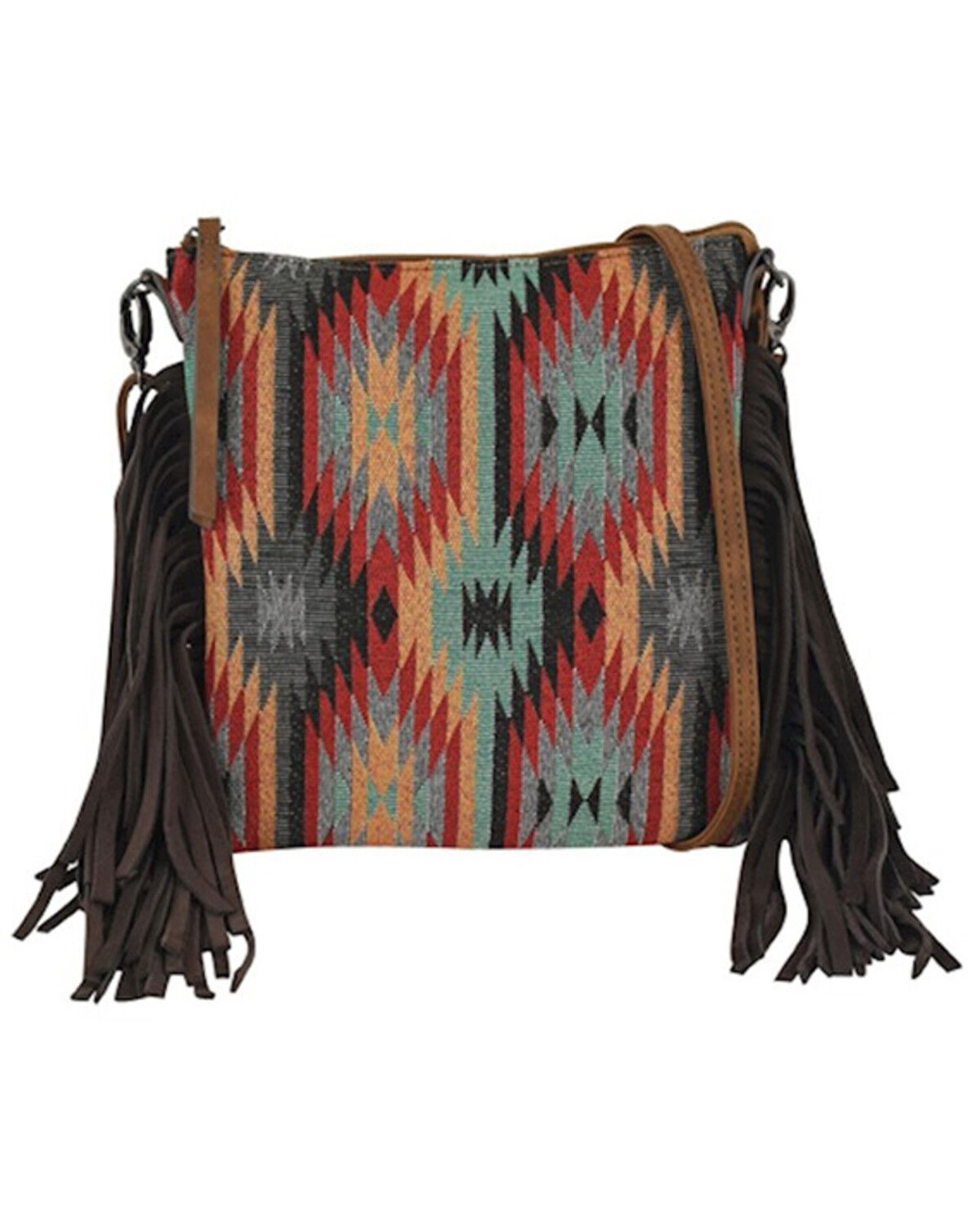 Image #1 - Justin Women's Jacquard Large Crossbody Bag, Red, hi-res