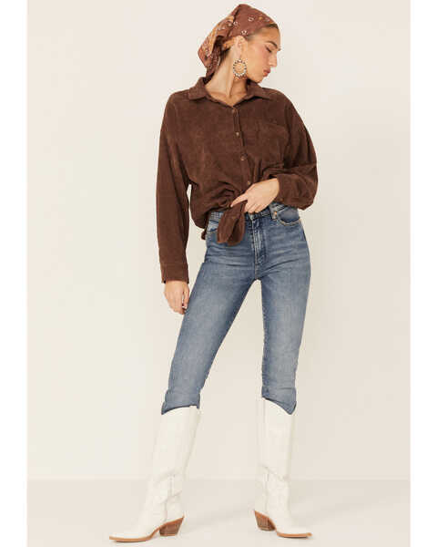 Image #4 - Wishlist Women's Oversized Long Sleeve Button-Down Western Shirt , Chocolate, hi-res