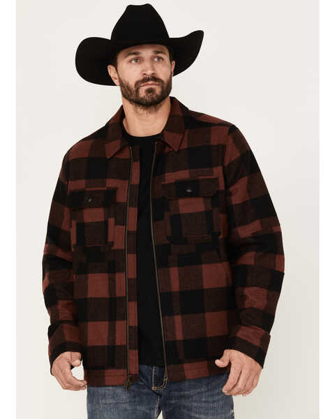 Brothers and Sons Men's Plaid Print Wool Western Jacket, Red, hi-res