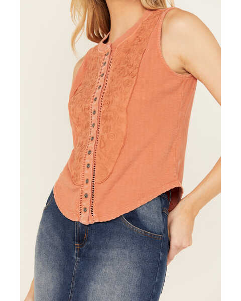 Image #3 - Rock & Roll Denim Women's Sleeveless Embroidered Tank Top , Rust Copper, hi-res