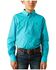 Image #1 - Ariat Boys' Steer Print Long Sleeve Button-Down Western Shirt, Blue, hi-res