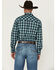 Image #4 - Wrangler Retro Men's Plaid Print Long Sleeve Snap Western Shirt, Turquoise, hi-res