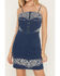 Image #3 - Blue B Women's Boot Barn Exclusive Sleeveless Western Embroidered Denim Mini Dress, Dark Wash, hi-res