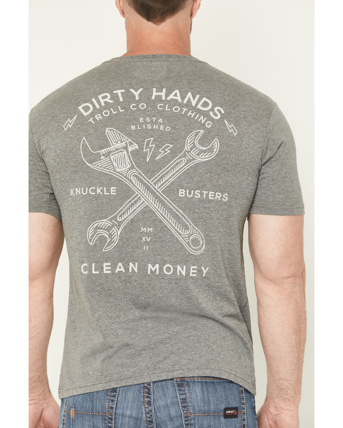 Image #4 - Troll Co Men's Twisting Wrenches Short Sleeve Graphic Work T-Shirt, Heather Grey, hi-res