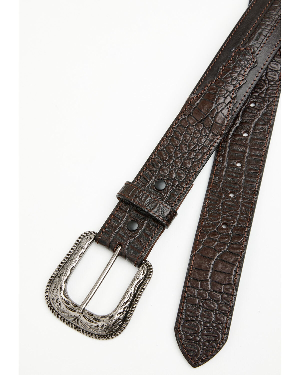 Image #2 - Cody James Men's Faux Alligator Inlay Billet Belt, Black Cherry, hi-res