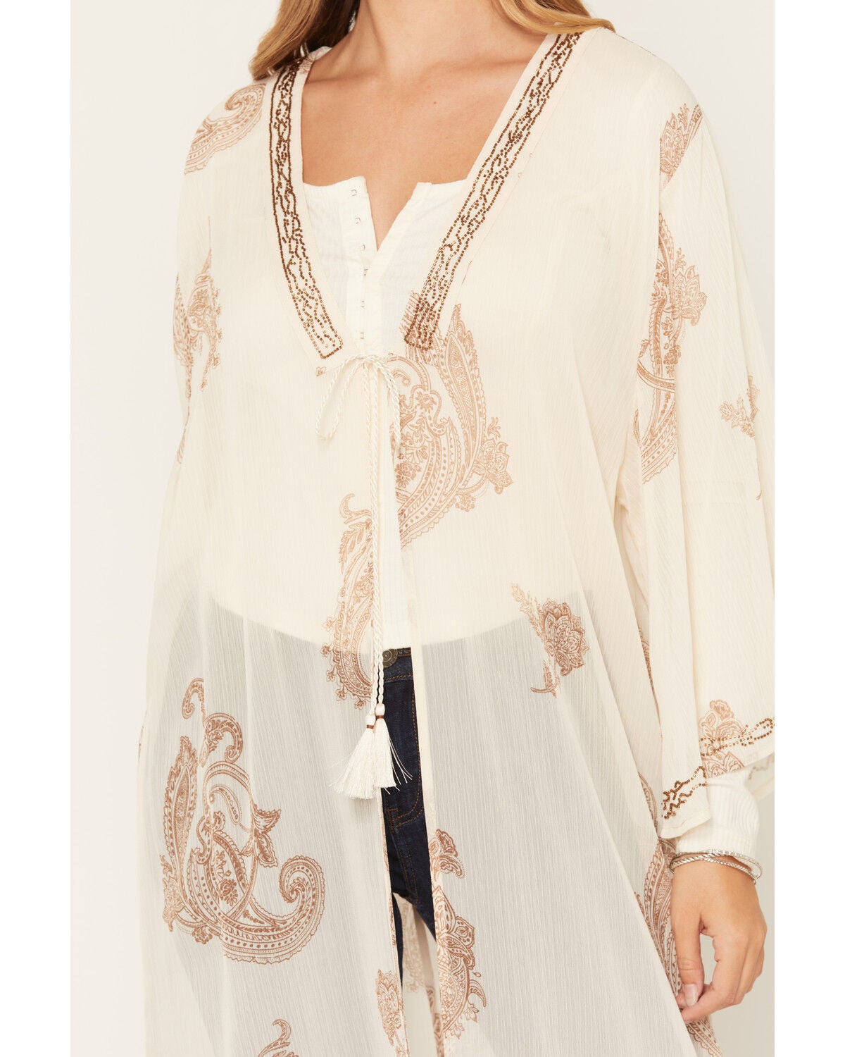 Image #3 - Shyanne Women's Channell Beaded Kimono, Natural, hi-res