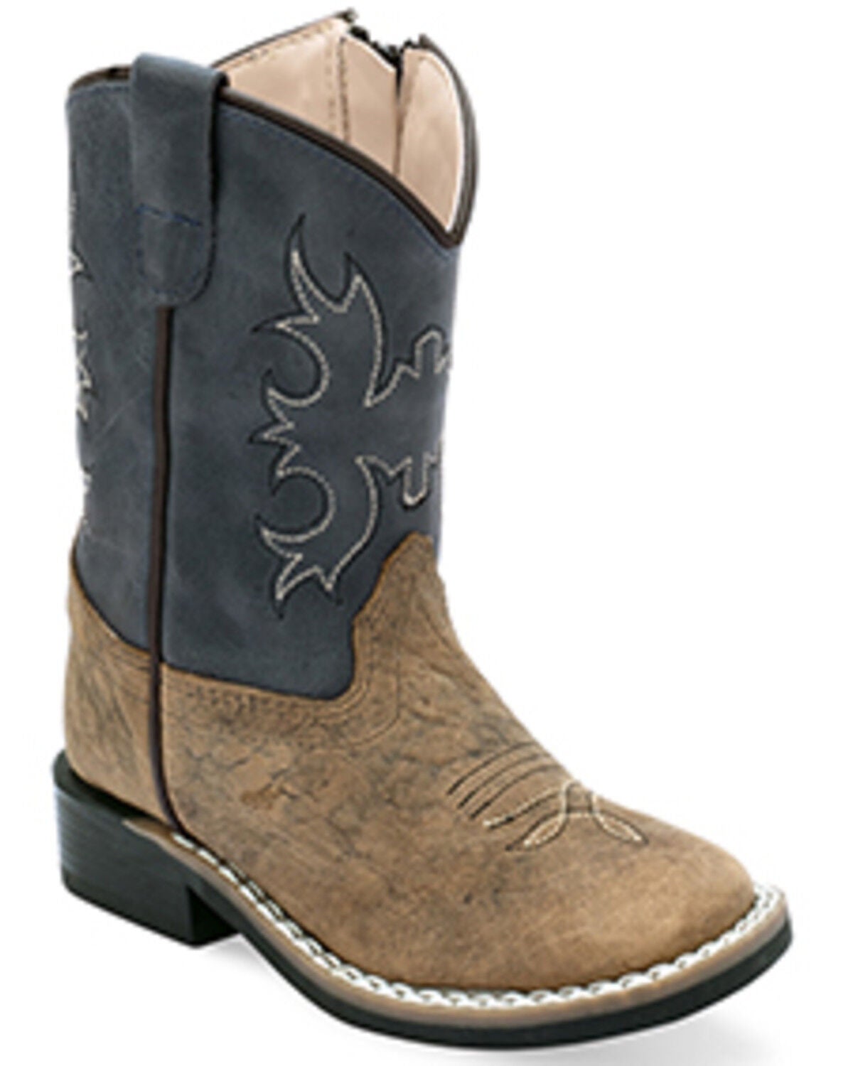 Old West Toddler Boys' Western Boots - Broad Square Toe, Blue, hi-res
