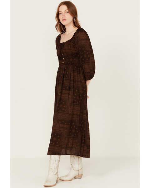 Image #3 - Stetson Women's Bandana Print Long Sleeve Midi Dress , Dark Brown, hi-res