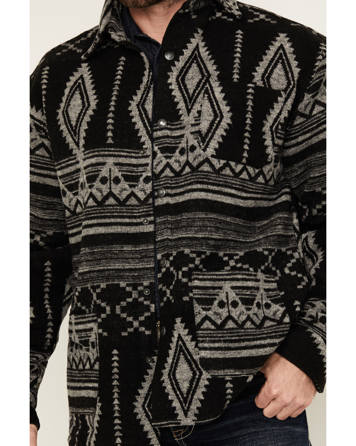 Image #3 - Outback Trading Co Men's Luca Southwestern Print Shacket, Black, hi-res