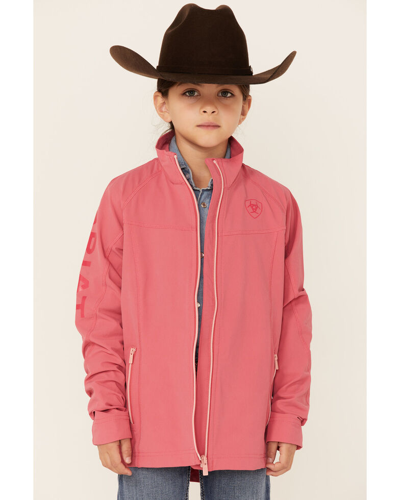 Ariat Girls' Party Punch Pink Agile Lightweight Zip-Front Softshell Jacket , Pink, hi-res