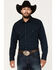 Image #1 - Gibson Men's Line Drive Striped Long Sleeve Snap Western Shirt , Navy, hi-res