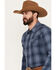 Image #2 - Blue Ranchwear Men's Lander Plaid Print Long Sleeve Western Snap Shirt, Blue, hi-res