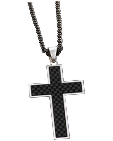 Image #1 - Twister Men's Gunmetal Cross Necklace , Silver, hi-res