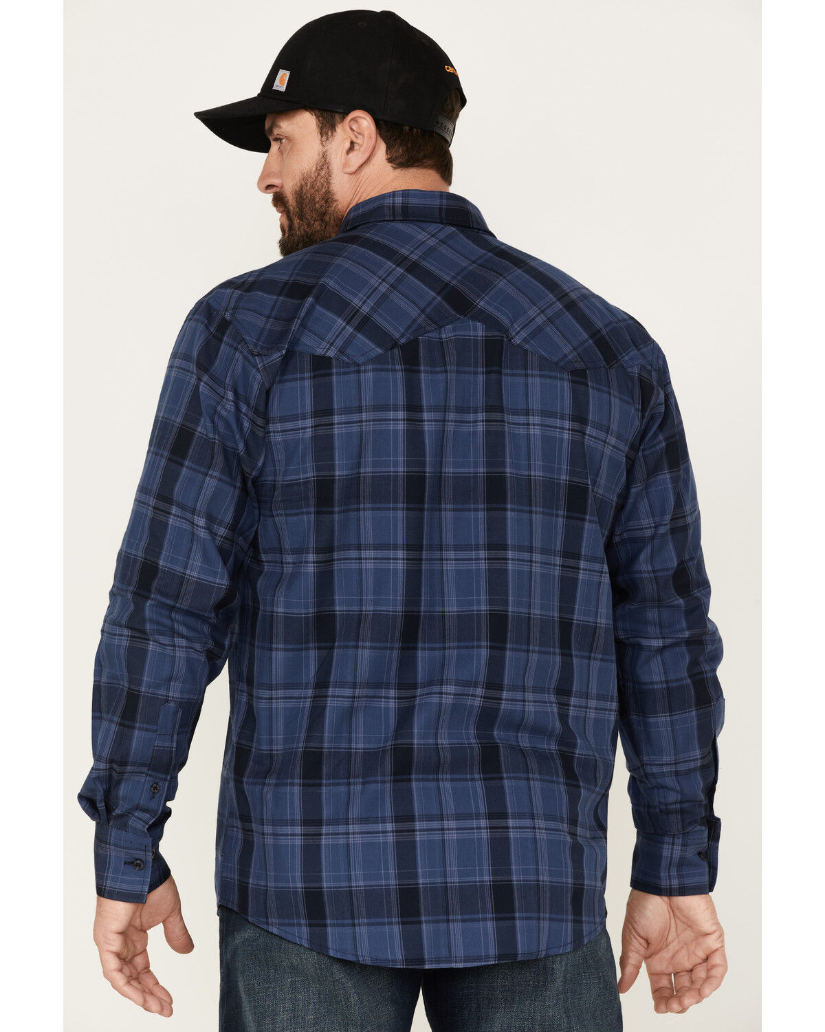 Image #4 - Resistol Men's Brooks Plaid Button Down Western Shirt, Dark Blue, hi-res