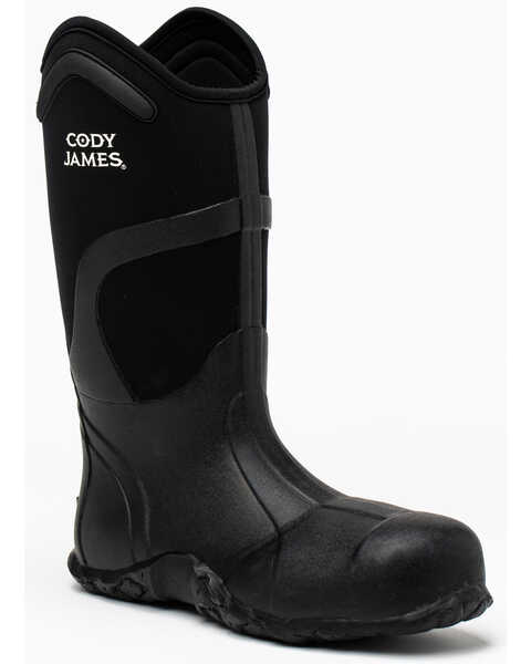 Image #1 - Cody James Men's Rubber Work Boots - Soft Toe, Black, hi-res