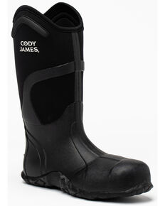 Cody James Men's Rubber Work Boots - Soft Toe, Black, hi-res