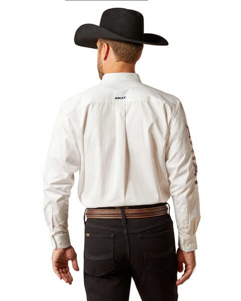 Image #3 - Ariat Men's Team Logo Twill Long Sleeve Button-Down Western Shirt , White, hi-res