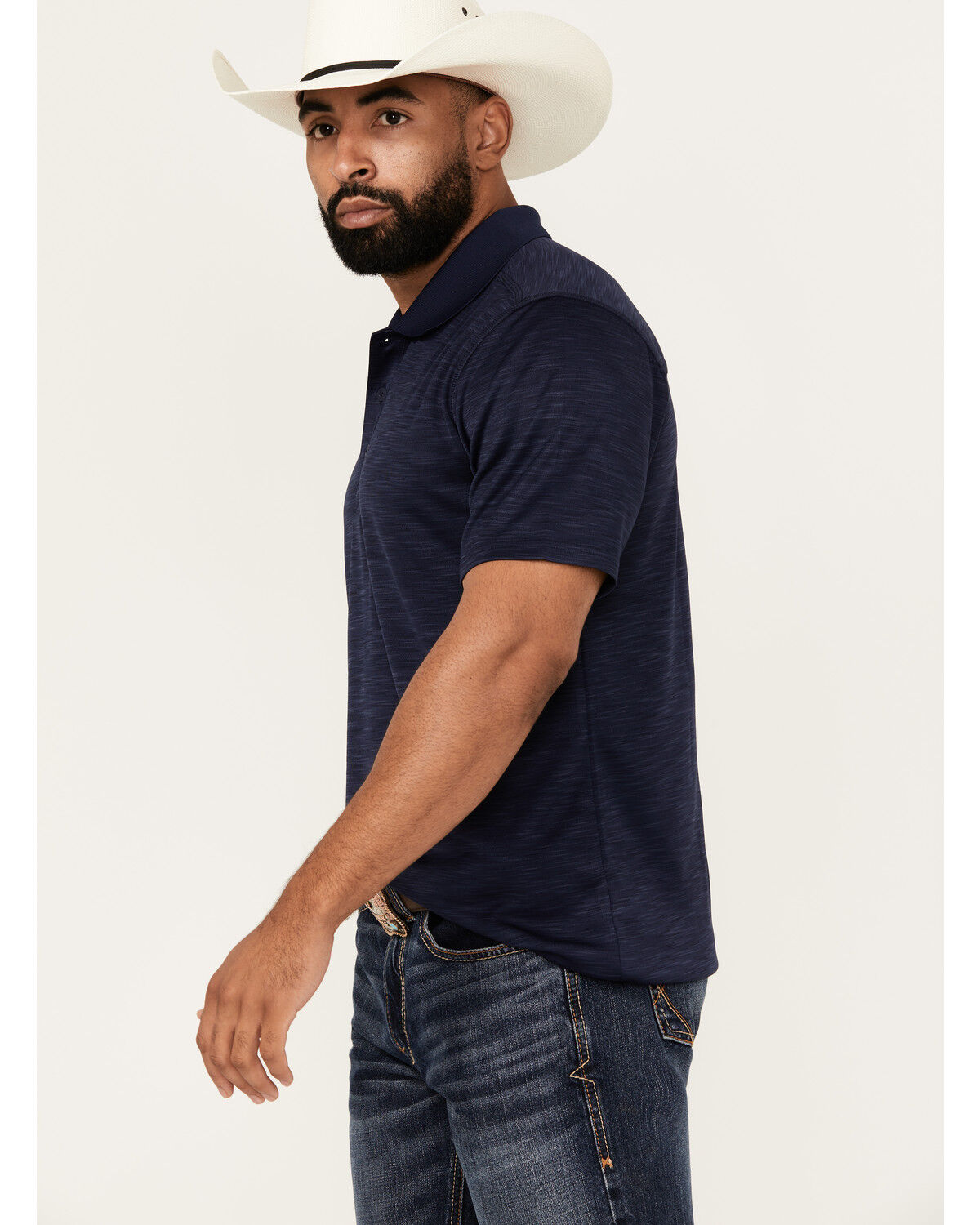 Image #2 - RANK 45® Men's Elite Short Sleeve Performance Polo Shirt, Dark Blue, hi-res