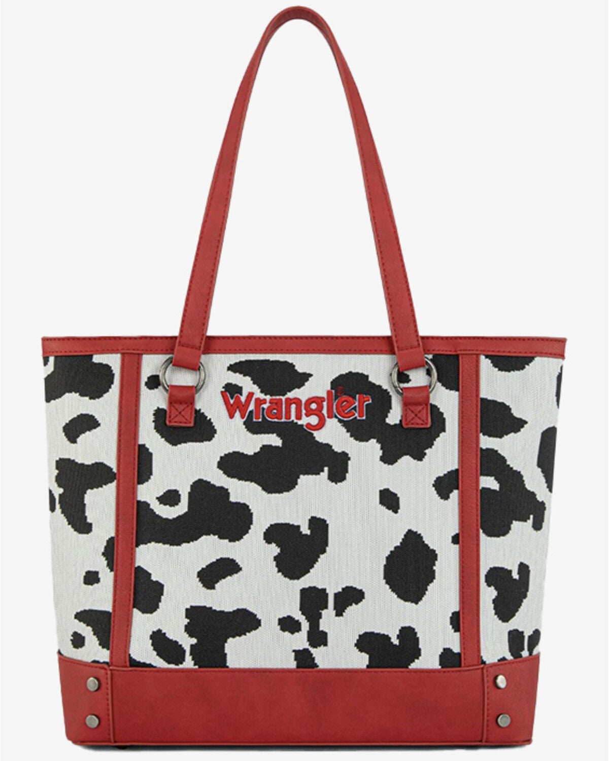 Wrangler Women's Cow Print Tote Bag, Red, hi-res