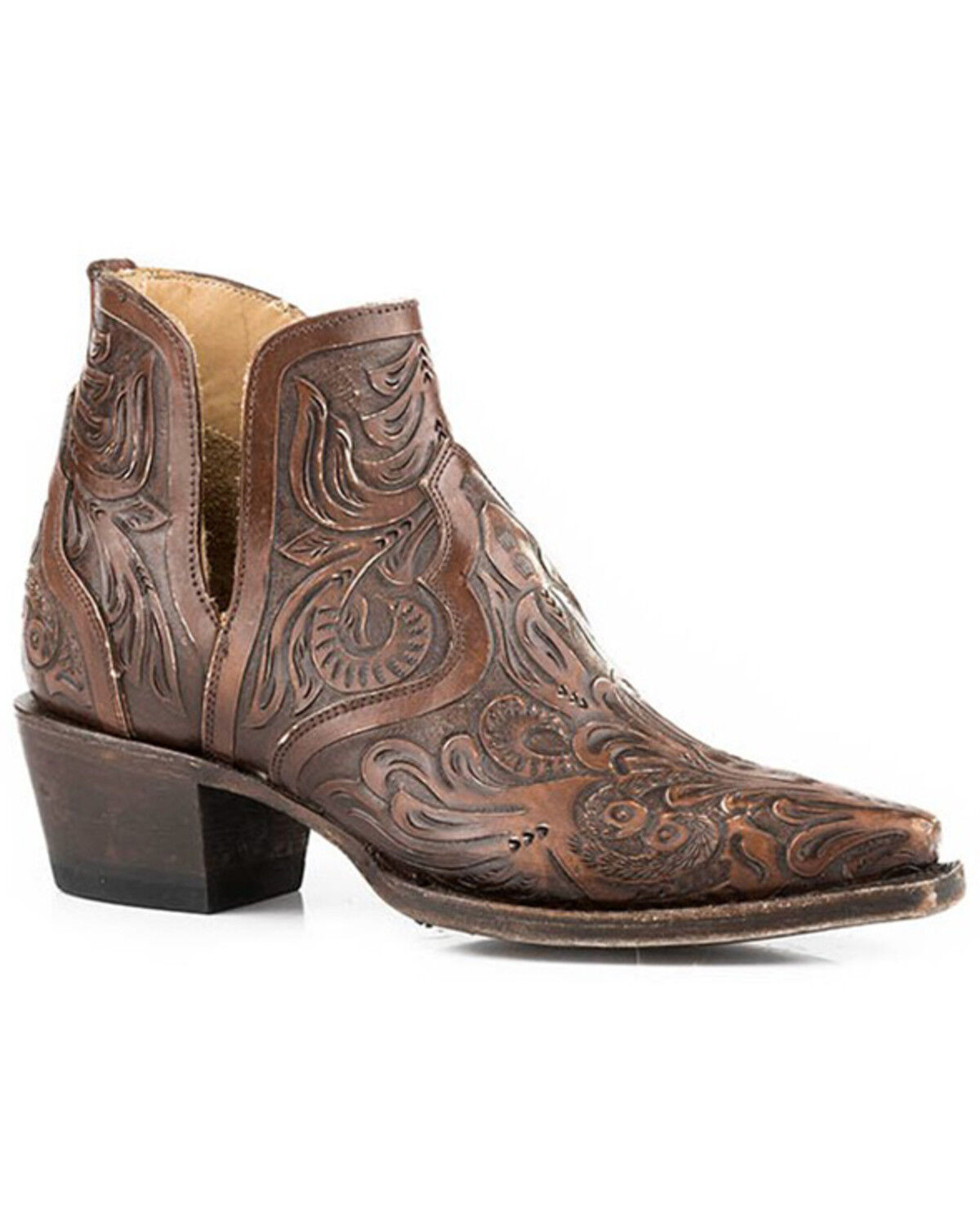 Image #1 - Stetson Women's Aviana Western Booties - Snip Toe, Brown, hi-res