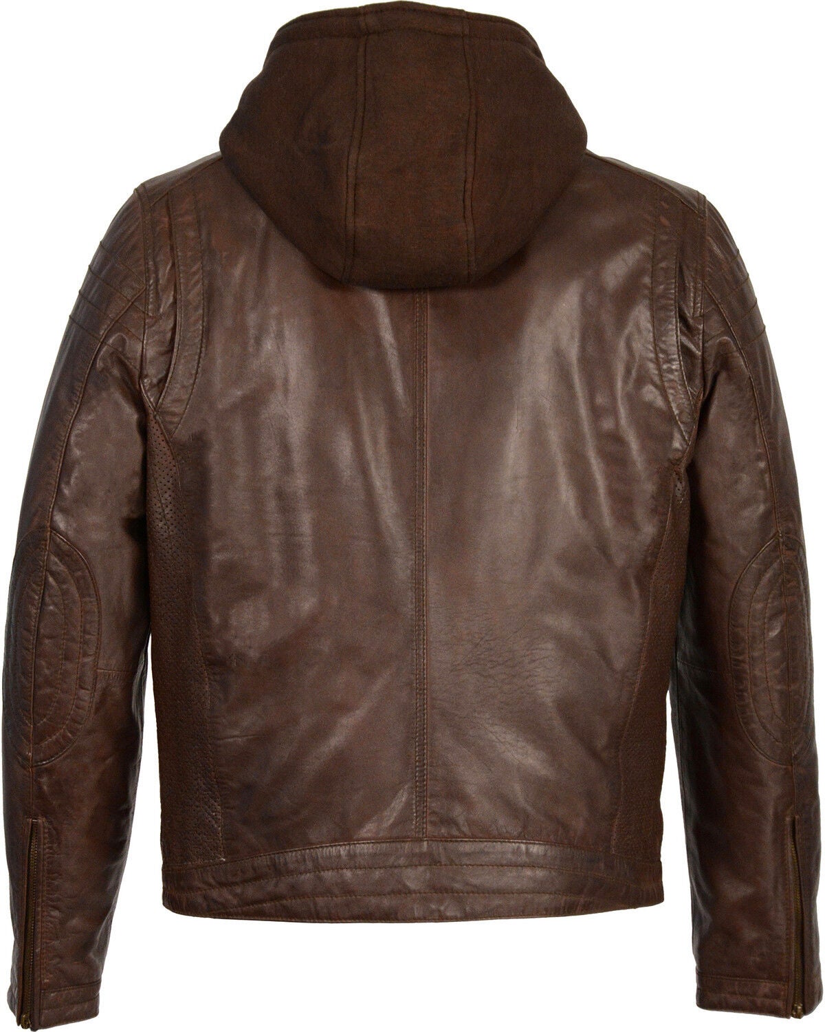 Image #2 - Milwaukee Leather Men's Zipper Front Leather Jacket w/ Removable Hood - Big - 3X, Brown, hi-res