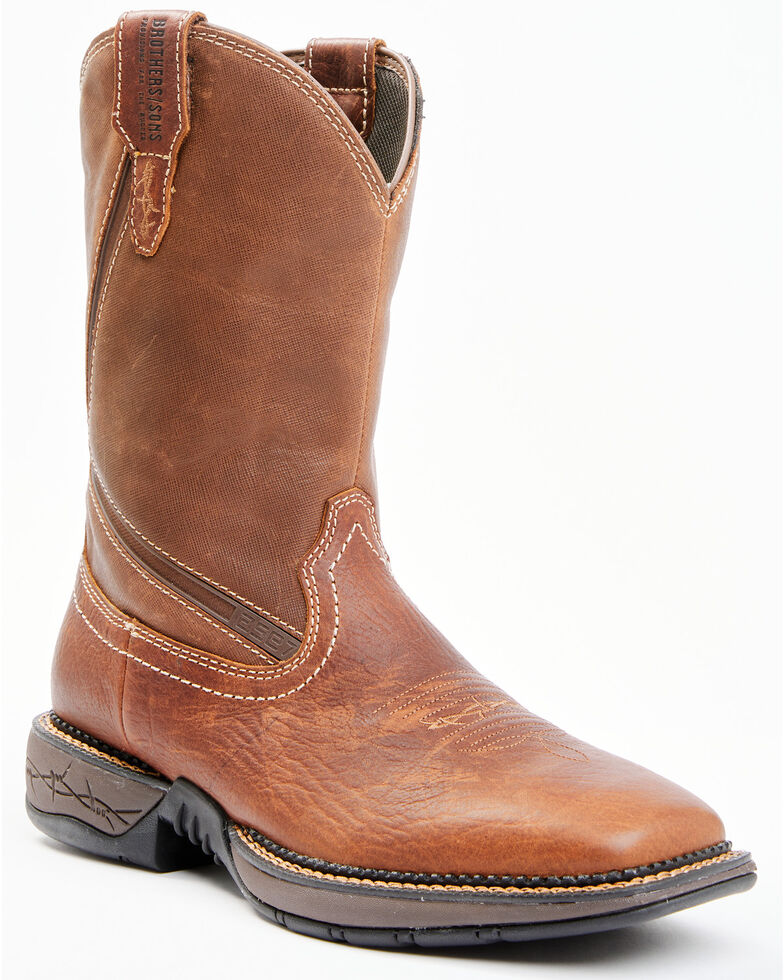 Brothers & Sons Men's Lite Western Boots - Broad Square Toe, Brown, hi-res